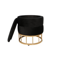 Velours-Pouf (schwarz)