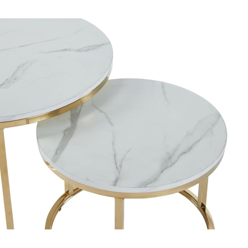 Tisch (weißer Marmor/goldener Glanz) 70 + 50 Tisch (weißer Marmor/goldener Glanz) 70 + 50