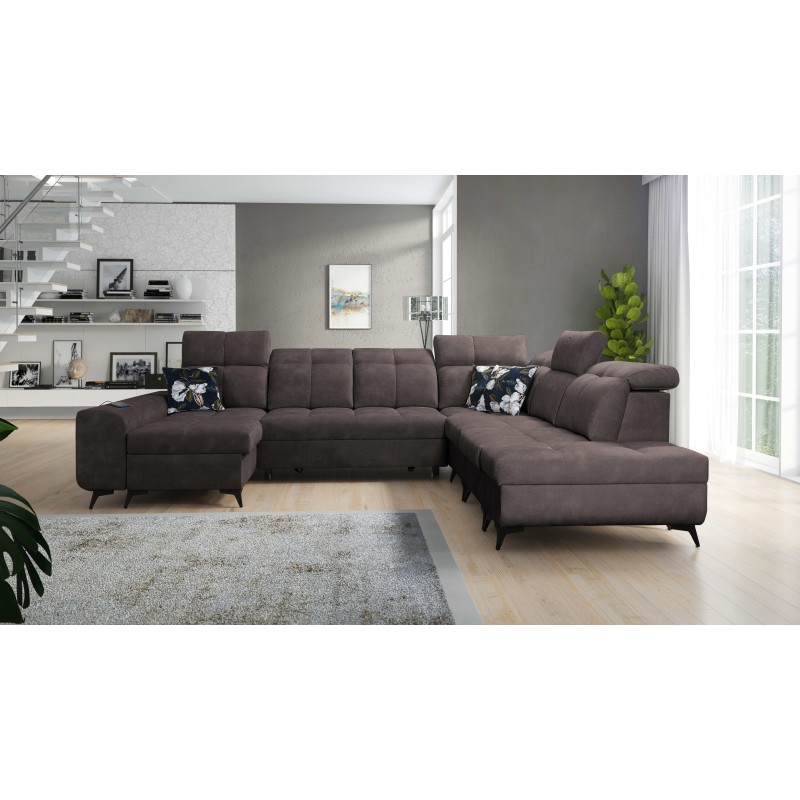 Functional U-shaped corner sofa Ascot X with Velvet fabric, Wave 10 | Furniture store