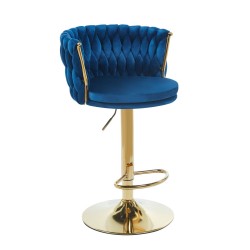 Taburete velvet azul (estructura dorada)