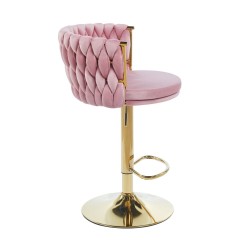 Taburete de terciopelo rosa (estructura dorada) Taburete de terciopelo rosa (estructura dorada)