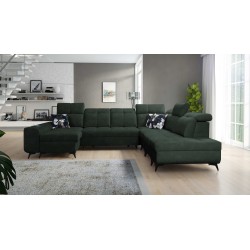Funktionales Ecksofa in U-Form Ascot X mit Veloursstoff, Wave 12 | Möbelgeschäft