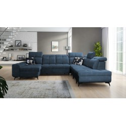 Funktionale U-förmige Ecksofa Ascot X mit Veloursstoff, Wave 14 | Möbelgeschäft