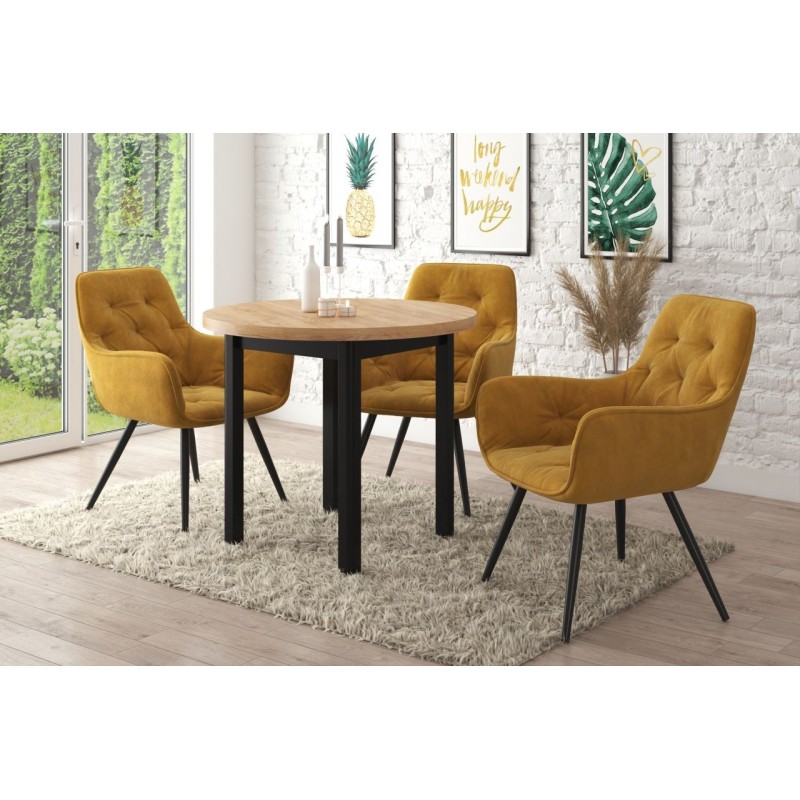 Mesa redonda (roble dorado craft/negro) Fi80 Mesa redonda (roble dorado craft/negro) Fi80