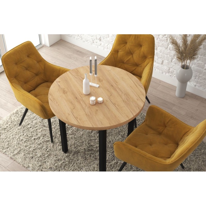 Round table (golden craft oak/black) Fi90 Round table (golden craft oak/black) Fi90