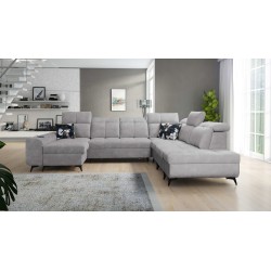 Funktionale U-förmige Ecksofa Ascot X mit Veloursstoff, Wave 15 | Möbelgeschäft