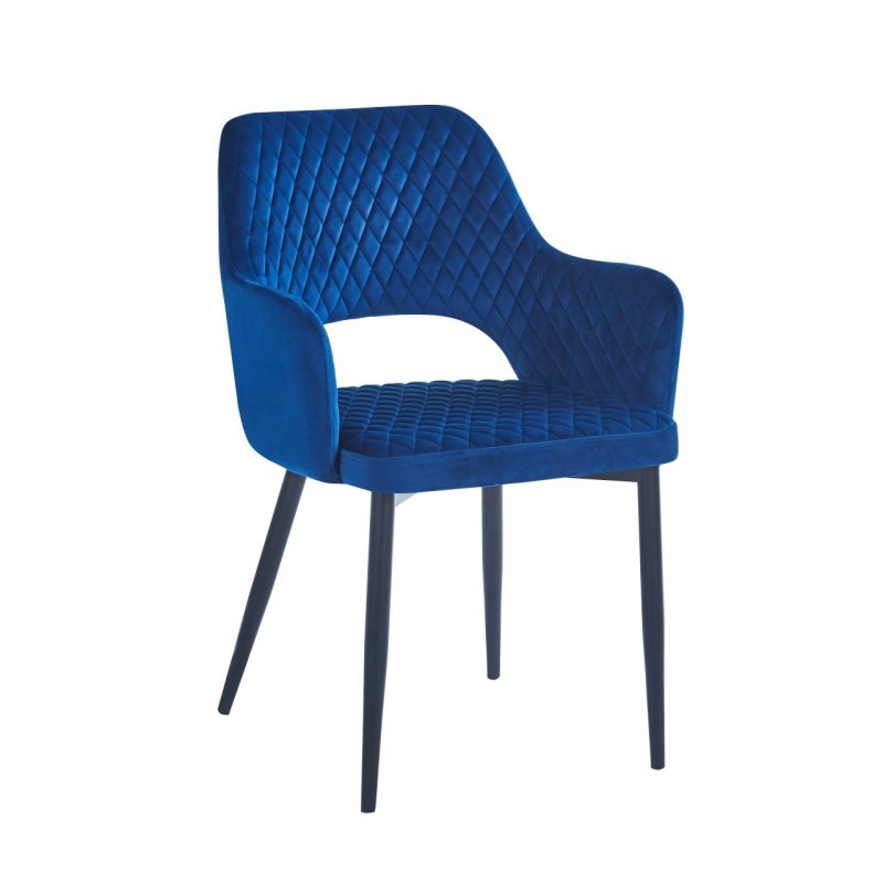 Velvet Stuhl (blau) - schwarzes Gestell