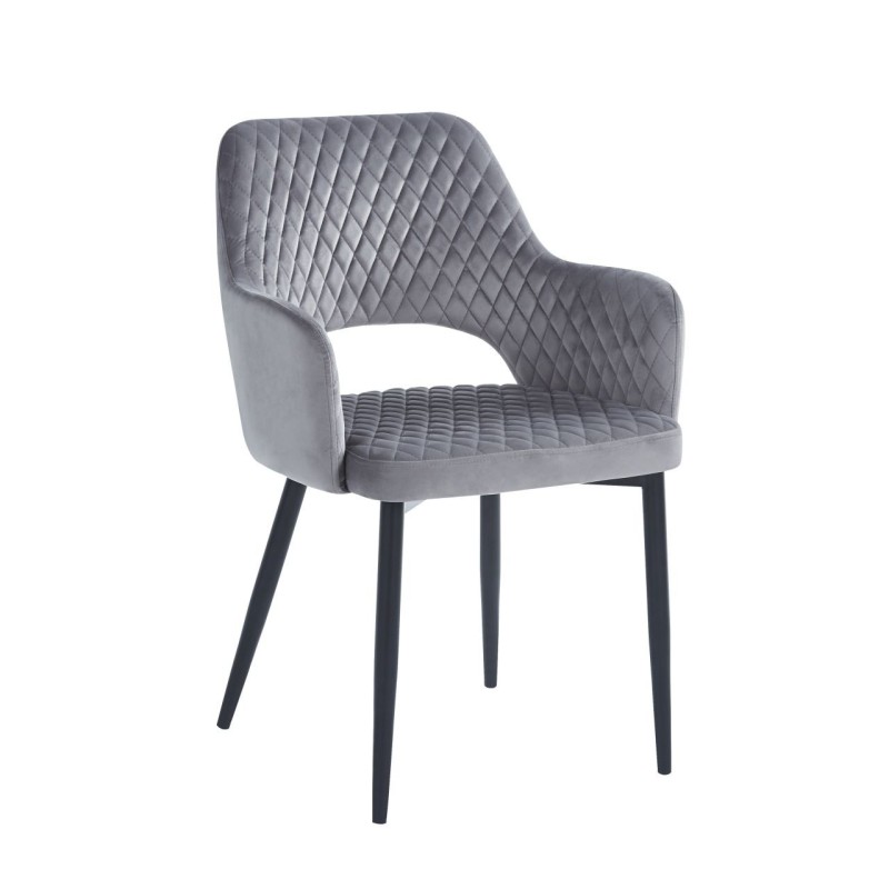Velvet chair (gray) - black frame