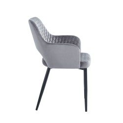 Silla de terciopelo (gris) - estructura negra Silla de terciopelo (gris) - estructura negra