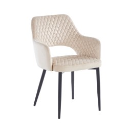 Silla de terciopelo (beige) - estructura negra Silla de terciopelo (beige) - estructura negra