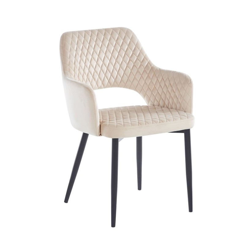 Velvet chair (beige) - black frame