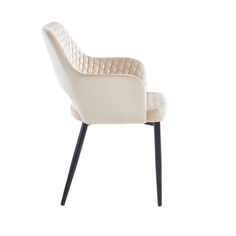 Silla de terciopelo (beige) - estructura negra Silla de terciopelo (beige) - estructura negra