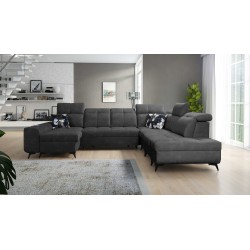 Funktionales Ecksofa in U-Form Ascot X mit Veloursstoff, Wave 16 | Möbelgeschäft