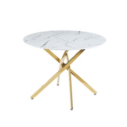 Table (white marble/gold) 100x100