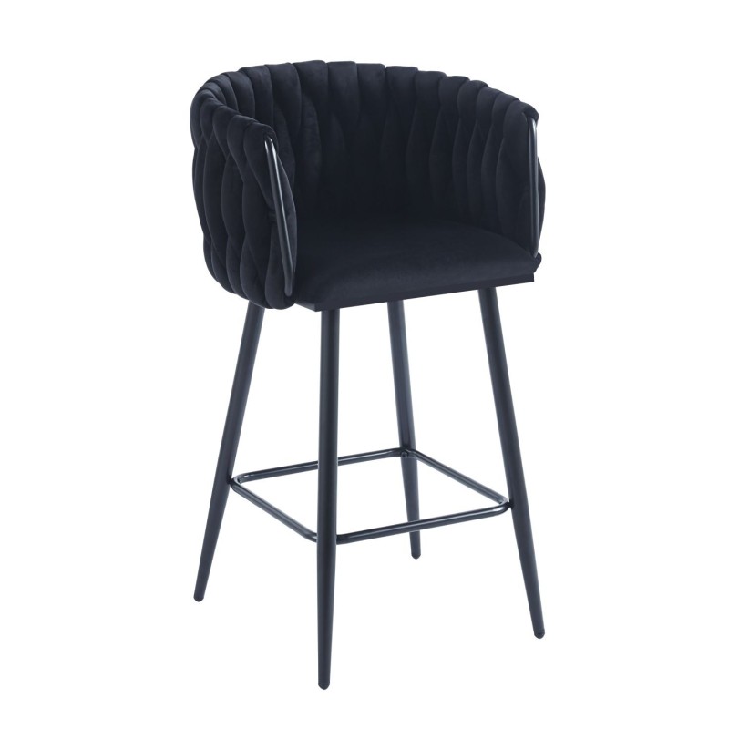 Taburete alto de terciopelo negro (estructura negra)