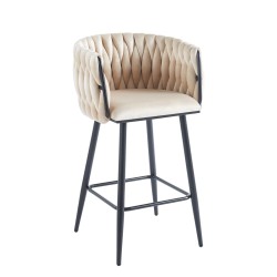 Samthocker beige (schwarzes Gestell)