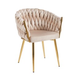 Velvet chair (beige) - gold frame