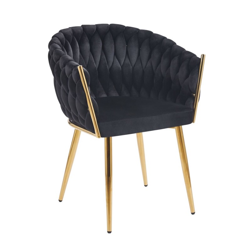 Velvet chair (black) - gold frame