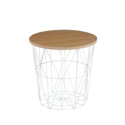 Coffee table (natural oak + white frame)
