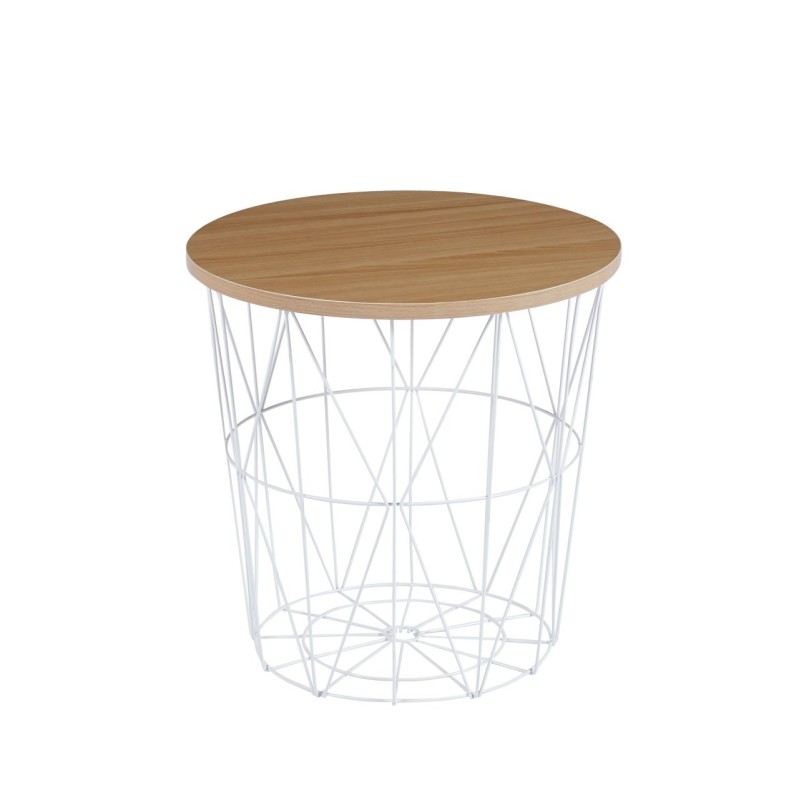 Coffee table (natural oak + white frame)