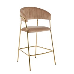 Velvet-Barhocker Cappuccino (goldenes Gestell)