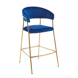 Hocker Samt blau (goldenes Gestell)