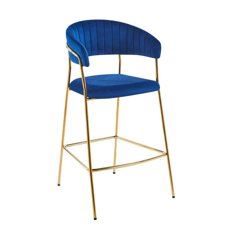 Blue velvet bar stool (gold frame) Blue velvet bar stool (gold frame)