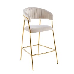 Barhocker Samt Beige (goldenes Gestell)