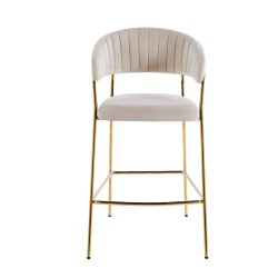 Beige velvet bar stool (gold frame) Beige velvet bar stool (gold frame)