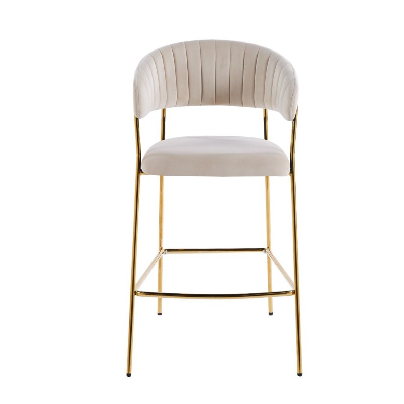 Beige velvet bar stool (gold frame) Beige velvet bar stool (gold frame)