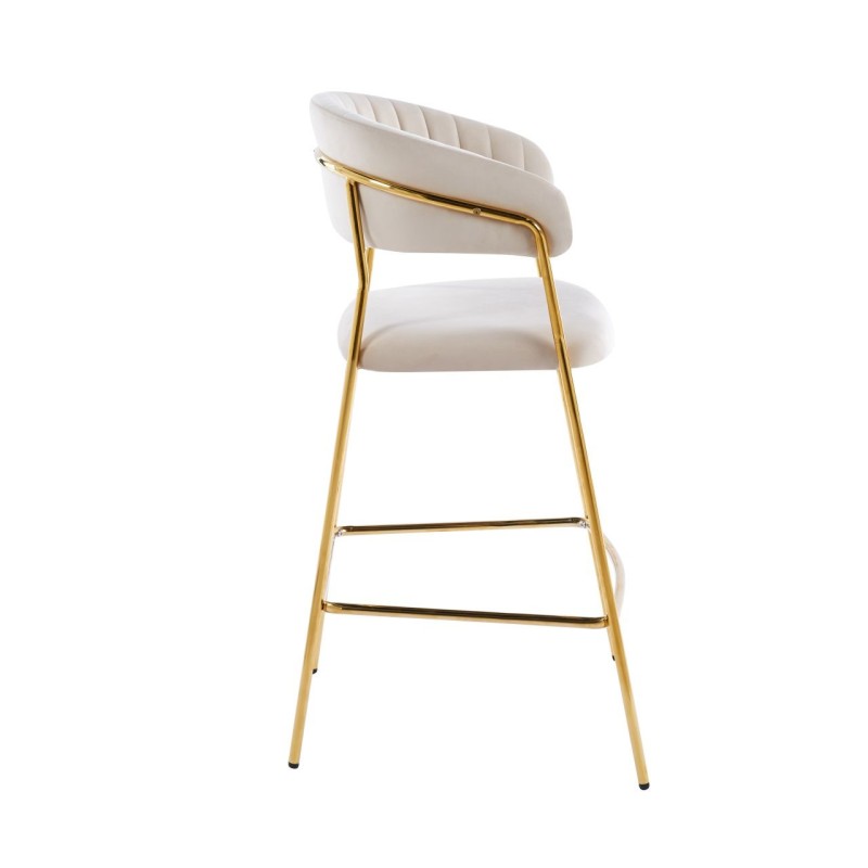 Beige velvet bar stool (gold frame) Beige velvet bar stool (gold frame)