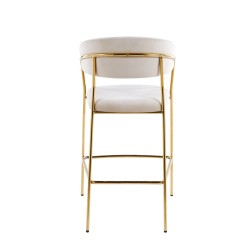 Beige velvet bar stool (gold frame) Beige velvet bar stool (gold frame)