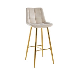 Barhocker Samt Beige (goldenes Gestell)