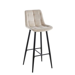 Samthocker beige (schwarzes Gestell)