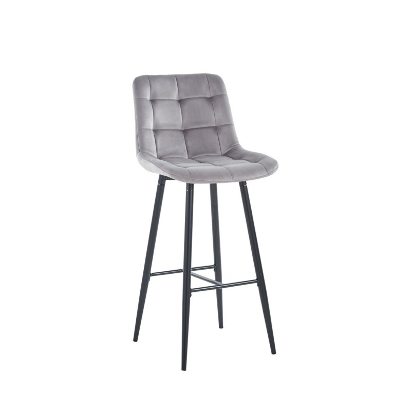 Gray velvet barstool (black frame)