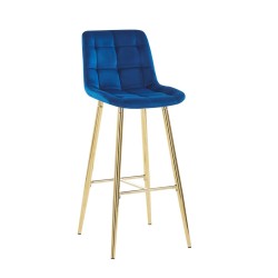 Hocker Samt blau (goldenes Gestell)