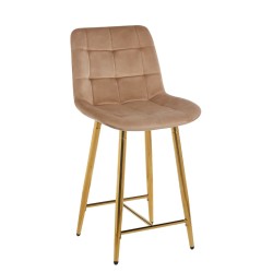 Velvet-Barhocker Cappuccino (goldenes Gestell)