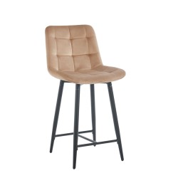 Hocker Samt Cappuccino (schwarzes Gestell)