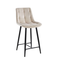 Samthocker beige (schwarzes Gestell)
