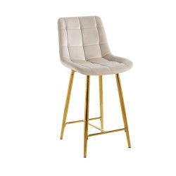 Barhocker Samt Beige (goldenes Gestell)