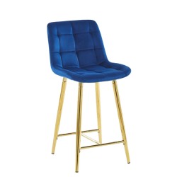 Hocker Samt blau (goldenes Gestell)