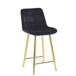 Samt-Barhocker schwarz (goldenes Gestell)