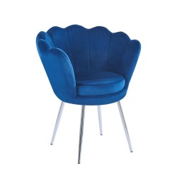 Sillón de terciopelo (azul) / patas plateadas /