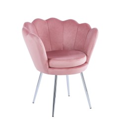 Sillón de terciopelo (rosa) /patas plateadas/