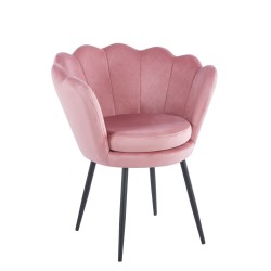 Sillón de terciopelo (rosa) / patas negras /