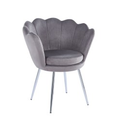 Sillón de terciopelo (gris) / patas plateadas /
