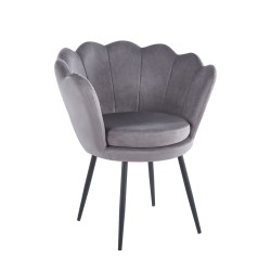 Sillón de terciopelo (gris) / patas negras /