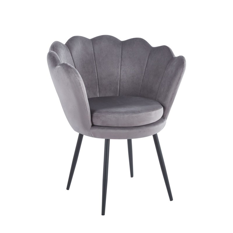 Sillón de terciopelo (gris) / patas negras /