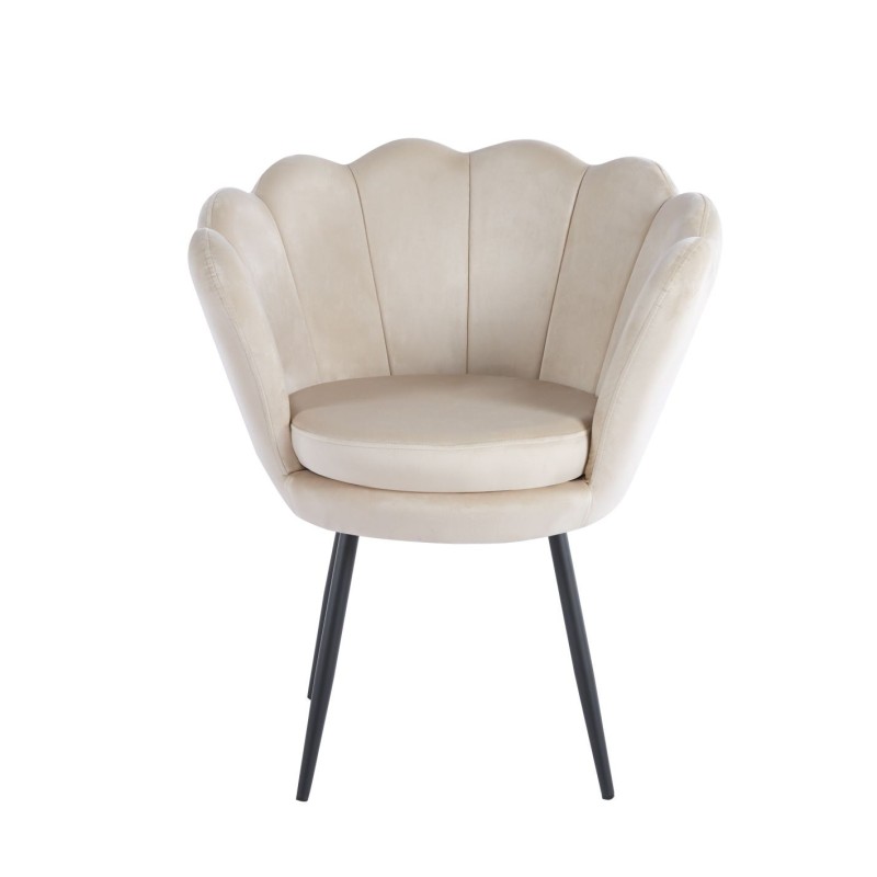 Sillón de terciopelo (beige) / patas negras / Sillón de terciopelo (beige) / patas negras /