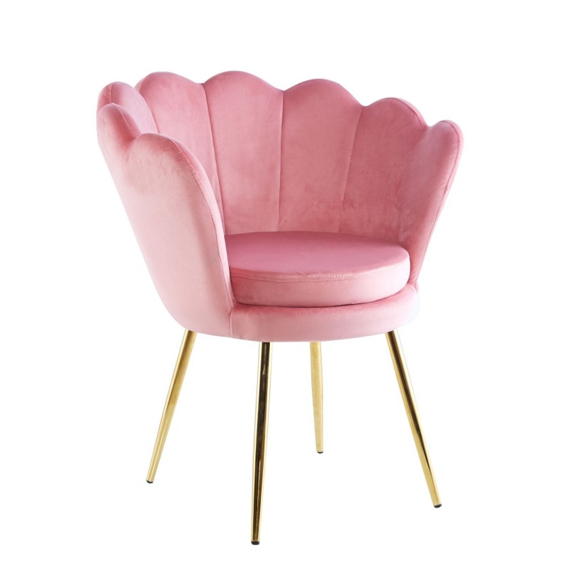 Sillón de terciopelo (rosa) / patas doradas /